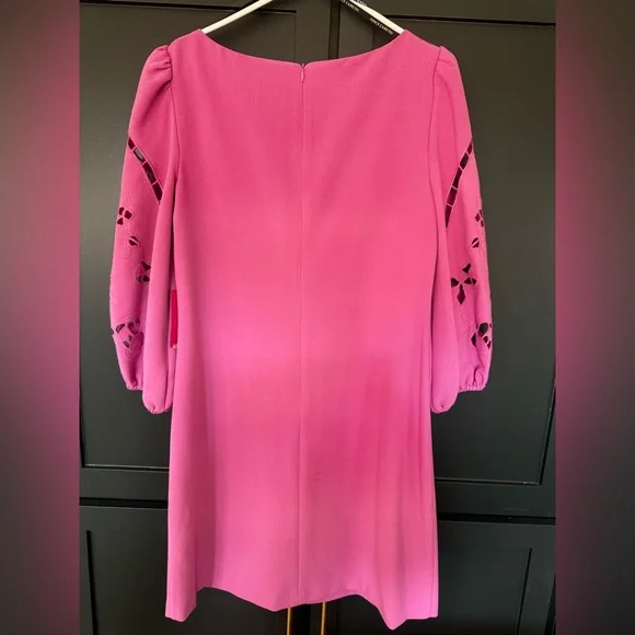 NWT Vince Camuto Pink Eyelet Sleeve Shift Dress Puff Sleeve Mini ~ Size 12 🌺 - Picture 8 of 12